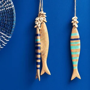 mode Jardin D’Ulysse Deco Poisson Un été à La Mer Naturel H30cm En Manguier Et Coquillage 15