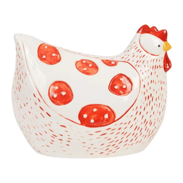 Comptoir De Famille Déco Poule Margotte Rouge En Porcelaine outlet soldes 1