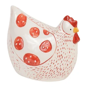 Comptoir De Famille Déco Poule Margotte Rouge En Porcelaine outlet soldes 7