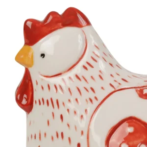 Comptoir De Famille Déco Poule Margotte Rouge En Porcelaine outlet soldes 9