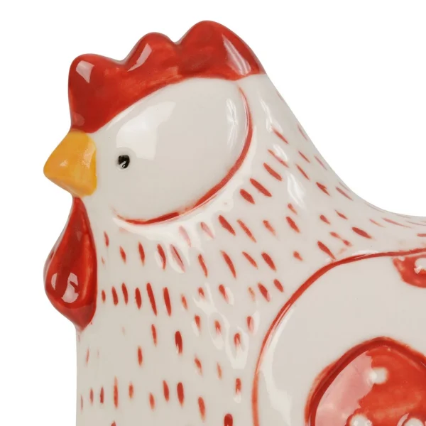 Comptoir De Famille Déco Poule Margotte Rouge En Porcelaine outlet soldes 4