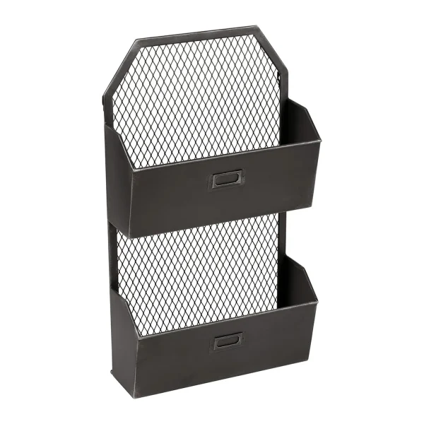 Comptoir De Famille Etagere Murale 2 Paniers Ferre Noir fashion pas cher 3