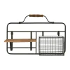 mode Comptoir De Famille Etagere Murale Avec Panier Reserve Noir 48x33x11cm En Fer Noir Et Sapin 20