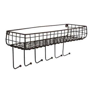 soldes en ligne Comptoir De Famille Etagere Murale Avec 6 Crochets Cuisine Tradition Brun En Fer 9