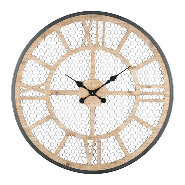 mode pas cher Comptoir De Famille Horloge Murale Naturel Et Fer Noir D72cm – Atelier 1