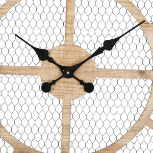 mode pas cher Comptoir De Famille Horloge Murale Naturel Et Fer Noir D72cm – Atelier 7