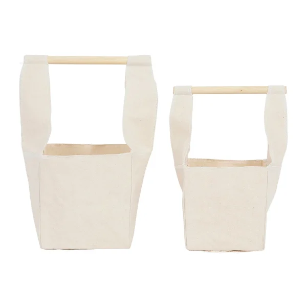 Comptoir De Famille Cache Pots X2 Naturel En Toile De Coton Et Bois De Bouleau – Emelise luxe soldes 1