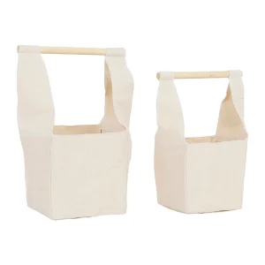 Comptoir De Famille Cache Pots X2 Naturel En Toile De Coton Et Bois De Bouleau – Emelise luxe soldes 9