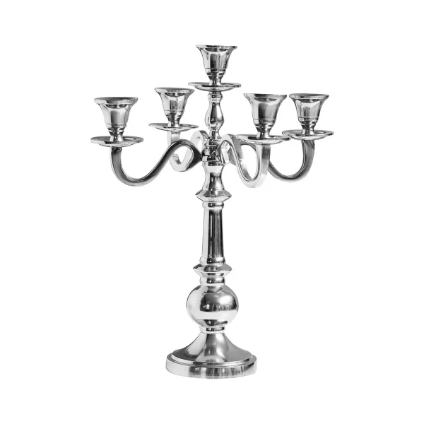 outlet soldes Côté Table Chandelier 5 Branches Esna Argenté En Aluminium 1