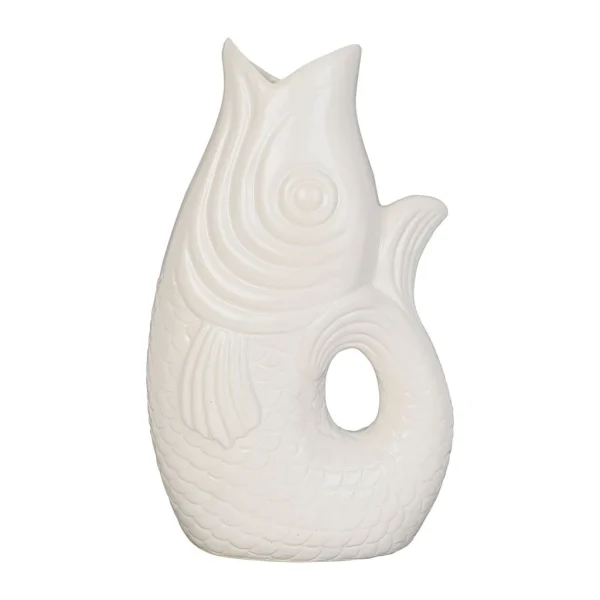 marque moins cher Côté Table Vase Poisson Mer Blanc 24×16.5xh39.5cm Gres 1