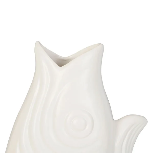 marque moins cher Côté Table Vase Poisson Mer Blanc 24×16.5xh39.5cm Gres 3