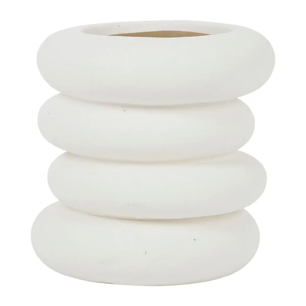 l'unique style Côté Table Vase Maceio Blanc Casse D19xh19.5cm Gres 1