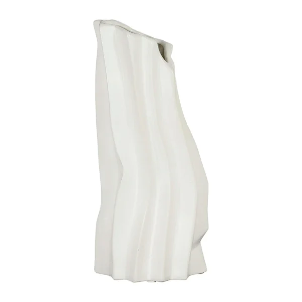 styles dernier cri Côté Table Vase Blanc En Faience – Plisse 1