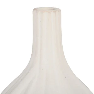 Côté Table Vase Rond Bouteille Blanc Cassé En Faience – Plisse soldes pas cher 6