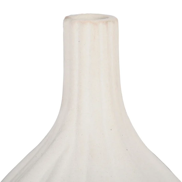 Côté Table Vase Rond Bouteille Blanc Cassé En Faience – Plisse soldes pas cher 3