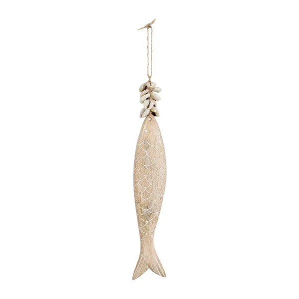 Jardin D’Ulysse Deco Poisson Un été à La Mer Naturel H30cm En Manguier Et Coquillage boutiqued en ligne 1