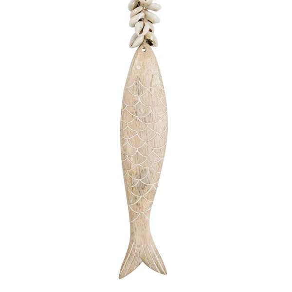 Jardin D’Ulysse Deco Poisson Un été à La Mer Naturel H30cm En Manguier Et Coquillage boutiqued en ligne 3