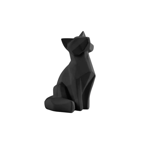 Retour Gratuit Pt’ Statue Origami Fox Polyrésine Small Mat Noir 1