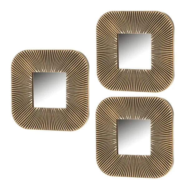 Unimasa Set De 3 Miroir Doré En Polypropylene 25x25cm fashioniable 1