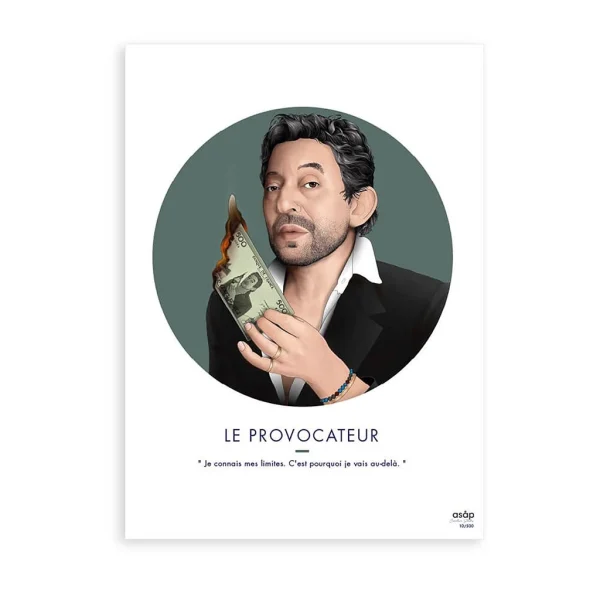 ASAP Affiche Le Provocateur – Serge Gainsbourg Vert – 30x40cm à prix d'occasion 1