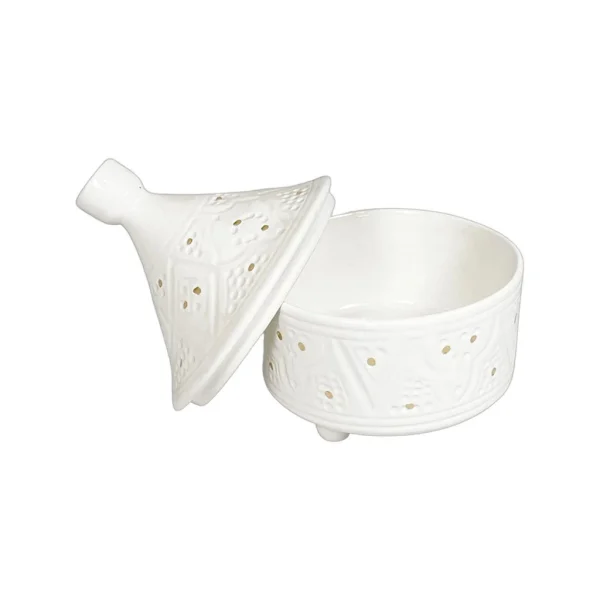 Chabi Chic Boite à Tajine Blanc Or D14xh17cm – Empreinte boutique pas cher 1