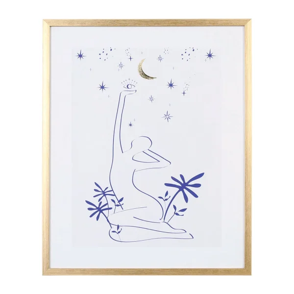 se précipiter pour acheter SEMA DESIGN Cadre Deco Encadré Femme Vision Bleu Et Doré 42x52cm 1