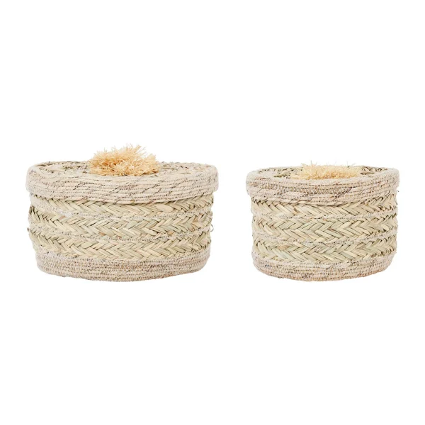 SEMA DESIGN Boite Avec Couvercle (lot De 2) Yaana Naturel En Jonc De Mer Et Jute grande qualité 1