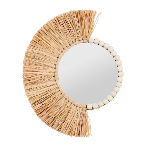 SEMA DESIGN Miroir Rond Asymétrique En Raphia – Blue Sand Meilleur Prix Garanti 1