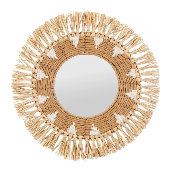 SEMA DESIGN Miroir Rond Naturel Et Blanc En Raphia D42cm – Terre Brulée Paris 1