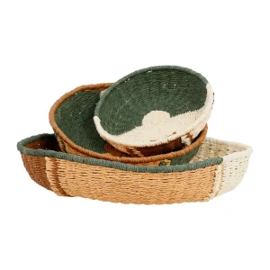 garantie de qualité SEMA DESIGN Deco Murale Ronde Panier X3 Vert, Brun Et Corail En Corde – Sweet Leaves 8