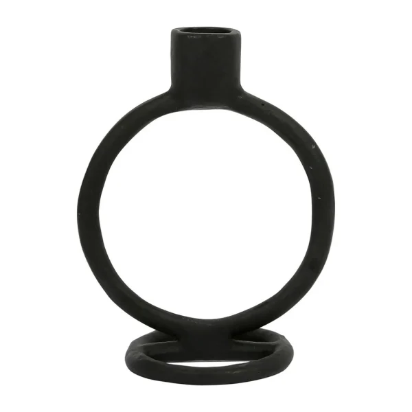 Livraison Standard/Rapide SEMA DESIGN Bougeoir Rond En Aluminium Noir – Terre Brulée 1