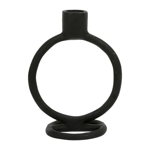 SEMA DESIGN Bougeoir Rond En Aluminium Noir – Terre Brulée destockage 1